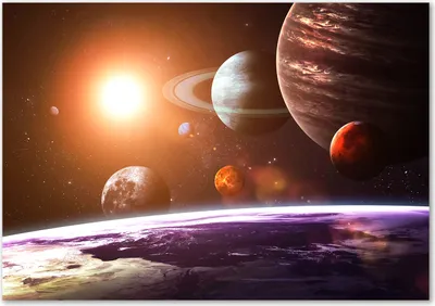Produktbild von Tulup® Glas-Bild - 100 x 70 - Wandbild aus Glas - Wandkunst - Wandbild hinter gehärtetem Sicherheitsglas - Weltall & Science-Fiction - Sonnensystem - Mehrfarbig