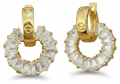 Zdjęcie produktu dla Kolczyki kółka cyrkonie złote eleganckie