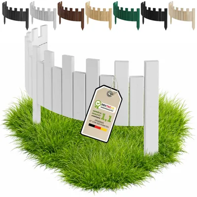 Produktbild von Floranica Beeteinfassung Rasenkante Holz  20 x 100 cm Weiß Beetumrandung Rollzaun Flexible Rollborder Palisade