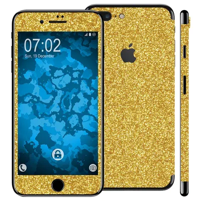 Produktbild von 1 x Glitzer-Folienset für Apple iPhone 7 Plus / 8 Plus gold PhoneNatic Schutzfolien
