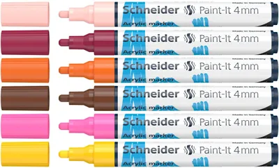 Immagine prodotto di Schneider 120297 6 Schneider Paint-It 320 V3 Acrylstifte farbsortiert 4,0 mm