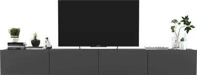 Zdjęcie produktu dla Szafka RTV Loft Wisząca Komoda RTV Industrialna Grafit MAT 240 cm zestaw