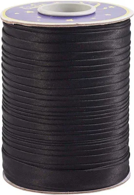 Produktbild von 73 Meter schwarz gefaltetes Biaisband 5/8 Zoll einseitig Polyester Satinband für Nähen Nähen Binden Zöpfe Bögen Quilten