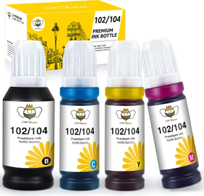 Produktbild von 350ml CMYBabee Ink Nachfülltinte für die Ecotankdruckertinte Nr.104 für ET-2710 ET-2720 ET-2750 ET-3700 ET-4700 ET-15000 usw.