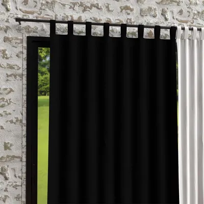 Verdunkelungsvorhang mit Ösen, Polyester, Schwarz, 140x250 cm