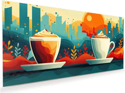 Produktbild von Glasbild 100x50cm in XXL für Wohnzimmer, Schlafzimmer Motiv Kaffee Am Abend