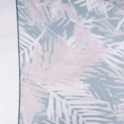 Produktbild von Gardinenstoff Meterware transparent Digitaldruck Hania Batik Blätter weiß beige mintgrün 300cm