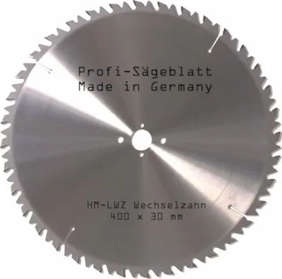 Produktbild von HM Sägeblatt 400 x 30 mm Z= 36LWZ Hartmetall Präzision Kreissägeblatt Ersatzsägeblatt W mit Spanabweiser für Tischkreissägen, Wippkreissägen Brennholzsägen für Natur-, Platten-, Hart- und Brennhölzer