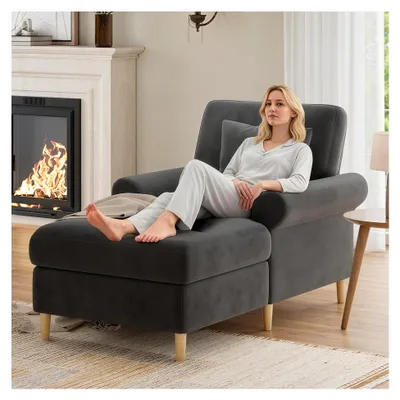 Produktbild von Gepolsterter Relaxsessel XXL, klappbarer Schlafsessel, bequemer Lesesessel, Lounge-Sessel, Sitzsack für Wohn- und Schlafzimmer, Grau
