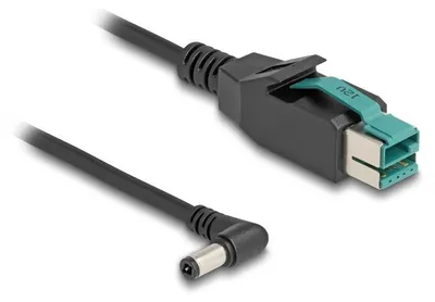 Produktbild von DeLOCK PoweredUSB Kabel Stecker 12 V zu DC 5,5 x 2,5 mm Stecker gewinkelt 1 m, USB, DC 5.5, 1 m, Schwarz