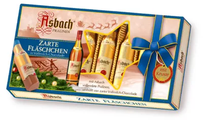 Produktbild von Asbach Pralinen Zarte Weinbrand Füllung Fläschchen mit Kruste 100g