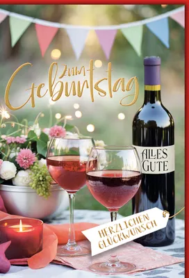 Produktbild von Geburtstag Rotwein herzlichen Glückwunsch Glückwunschkarte mit Umschlag