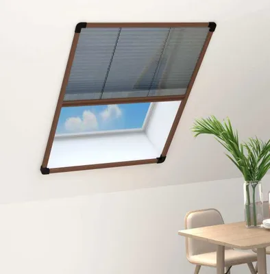 Produktbild von The Living Store Insektenschutz-Plissee für Fenster Aluminium Braun 80x100 cm