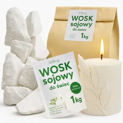 Zdjęcie produktu dla Naturalny wosk sojowy do świec i masażu – 1 kg, wegański, ekologiczny