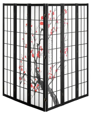 Produktbild von 6-teiliger japanischer Raumteiler faltbarer Sichtschutz aus Holz Indoor