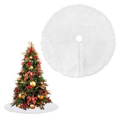 Productafbeelding van Vigevee kerstboomkleed, 78 cm, van witte, lange pluche met klittenbandsluiting, zacht kerstboomkleed voor feestelijke decoratie