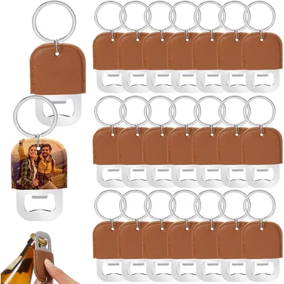 Produktbild von 24pcs Flaschenöffner mit Kunstleder-Schlüsselanhänger, 68 × 22 × 3 mm – Praktisch für Zuhause, Restaurant, Bar, Camping oder Party