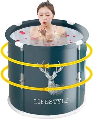 Produktbild von Tragbare Badewanne, faltbarer Badeimer, Erwachsene einweichen Badewanne, Familienbadezimmer -Whirlpool -Whirlpool -Erwachsenen, Eisentspannung, kompak