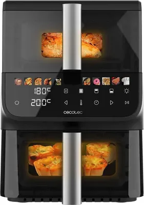 Cecotec Cecofry DuoLevel 10000 DuoSize Window, Heißluftfritteuse, 10 l, 10 kg, 80 °C, 200 °C, Doppel