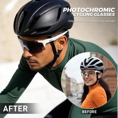 Produktbild von Sportsonnenbrille photochrom, weiß, für Radfahren, Herren und Damen