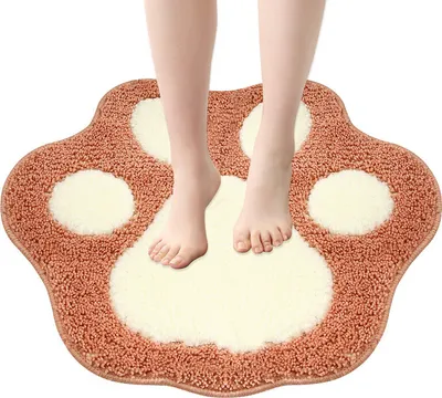Image de (45×60cm,Rosa)Tapis de bain en microfibre antidérapant en forme de patte Design tapis de salle de bain Tapis de bain doux pour salle de bain chambre d'enfant