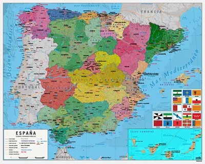 Produktbild von Erik Editores Mini Map Of Spain Miniposter Mehrfarbig  Mehrfarbig One Size