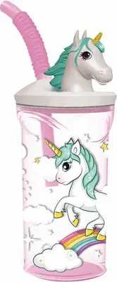 Zdjęcie produktu dla Kubek do picia Unicorn 3D dla dzieci z kubkiem i słomką 360?ml