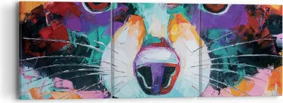 Produktbild von Bild auf Leinwand - Leinwandbild - 3 Teile - Waschbär Bunt Öl - 90x30cm - Wand Bild - Wanddeko - Wandbilder - Leinwanddruck - Bilder - Wanddekoration - Leinwand bilder - Wandbild - CA90x30-4565