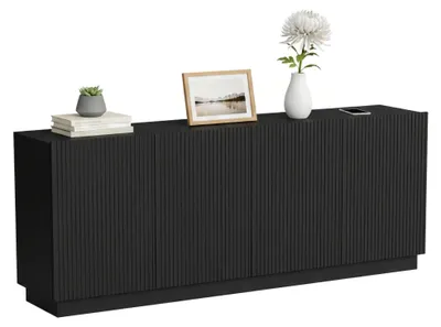 Image de Masainas - Buffet, 200x40x78h cm Noir, 4 Étagères