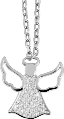 Produktbild von 925/- Echt Silber Anhänger ohne Kette "Emeli", Schutzengel mit Zirkoniabesatz, 925/rhodiniert