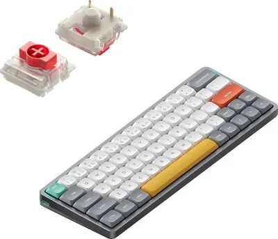 Produktbild von Nuphy - Air60 V2 Kabellose Mechanische Tastatur QMK/VIA, QWERTY US, 60% Low Profile Bluetooth / 2.4GHz - Lunar Gray Red
