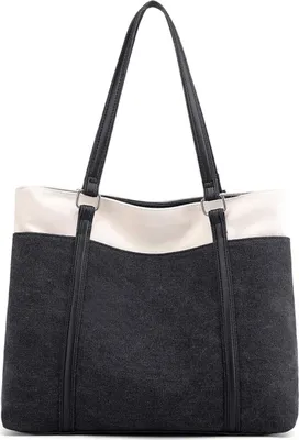 Immagine prodotto di Borsa da donna in tela a tracolla grande nera con zip