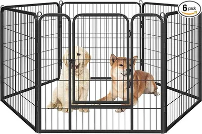 Imagen del producto de Silecomplaza, jaula para cachorros con 6 paneles de metal, cada uno de 80x80 cm, color