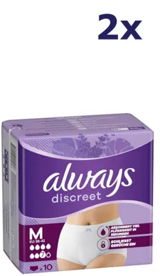 Produktbild von 2x Always Discreet Inkontinenzhosen Plus, Größe M, 10 Stück
