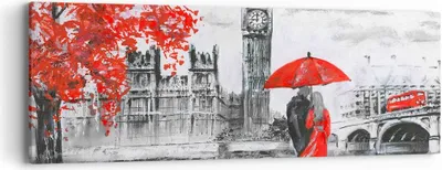 Produktbild von Bild auf Leinwand - Leinwandbild - London Architektur big ben - 90x30cm - Wand Bild - Wanddeko - Leinwanddruck - Bilder - Kunstdruck - Wanddekoration - Leinwand bilder - Wandkunst - AB90x30-3153