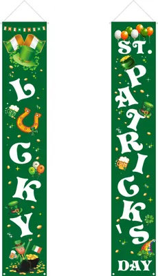 Produktbild von 1 Paar Veranda Schilder hängen Dekoration 600d Oxford Stoff st. Patrick's Day Couplet für die Tür-1