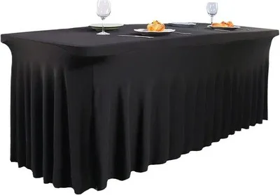 Produktbild von Reckable Tischdecke für rechteckige Tische - Hochzeit und Party - 1 Stück - Schwarz - Elasthan