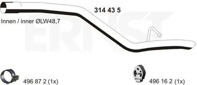 Produktbild von ERNST Abgasrohr Auspuffrohr für FORD Focus II Kombi (DA, FFS, DS) Hinten 314435