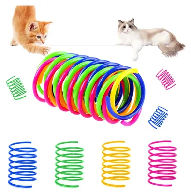 Produktbild von Katzenspielzeug Spirale - 24 Stück Kunststoff BPA-freie Spiralfedern - Buntes Spielzeug für Katzen