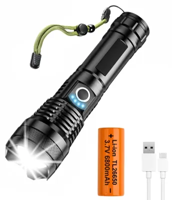 Produktbild von LED Taschenlampe Polizei Lampe 1000 m Leuchtweite Taktische USB Wiederaufladbar