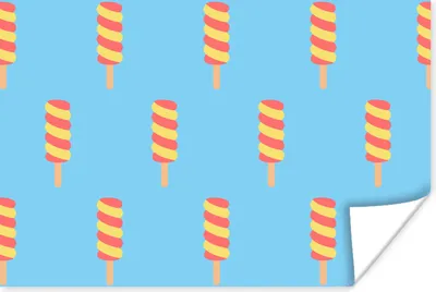 Produktbild von MuchoWow® Poster Eiscreme - Muster - Blau - Gelb 90x60 cm - Schlafzimmer