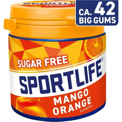 Produktbild von Sportlife Big Gums Mango Orange 99g – Zuckerfreier Kaugummi, langanhaltend