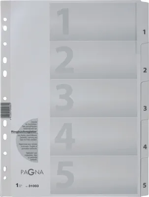 Produktbild von Register A4 PP 1-5 weiß Packung mit 40 Stück