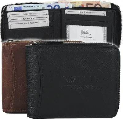Produktbild von BAG STREET Leder Geldbörse mit Reißverschluss 5267, Farbe:Schwarz