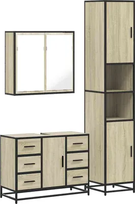 Immagine prodotto di vidaXL Set di mobili da bagno 3 pezzi in legno di quercia Sonoma