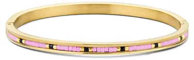 Produktbild von CO88 Collection 8CB-91165 Stalen Bangle met Miyuki Kralen - Roze - 58x49mm - Goudkleurig