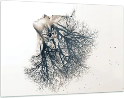 Produktbild von Bilder auf glas - Einteilig - Mädchen Baum Grafik - 120x80cm - Glasbilder - Wandbilder - Bilder - zum Aufhängen bereit - Wanddekoration aus Glas - Glas Bilder - Wandbild auf Glas - GAA120x80-4354