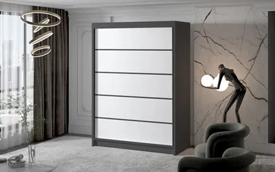 Obrázek produktu pro Dvoudveřová šatní skříň NICA - šířka 150 cm, černá / bílá