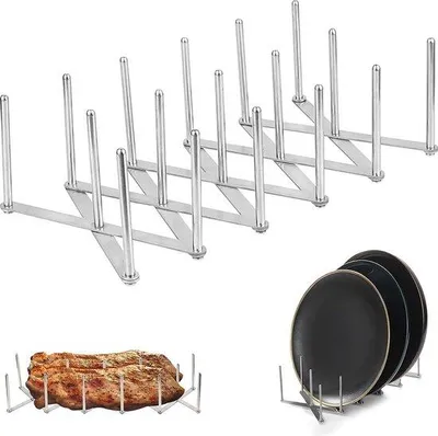 Produktbild von Famanu Grillhalter für Spareribs - Edelstahl, verstellbar, multifunktional