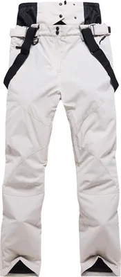 Produktbild von ASKSA Unisex Skihose Wasserdicht Gefüttert Hosenträger Outdoorhose Winddicht Snowboardhose, Beige, L